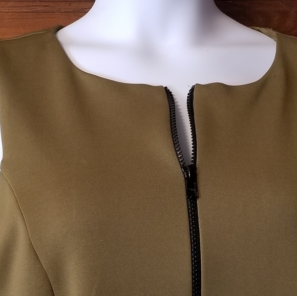 Sage Green Sheath Dress with Zipper - Picture 3 of 4